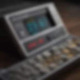 Detailed view of an auto coin counter displaying its interface