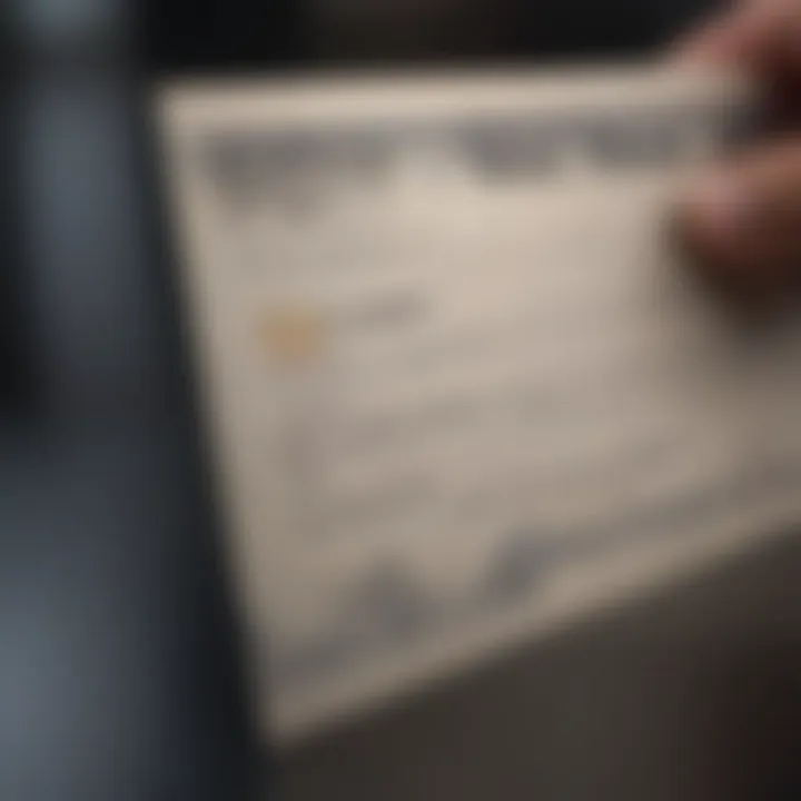 Close-up of a secure check with security features highlighted