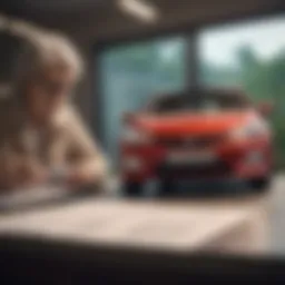 Senior couple reviewing car insurance policy