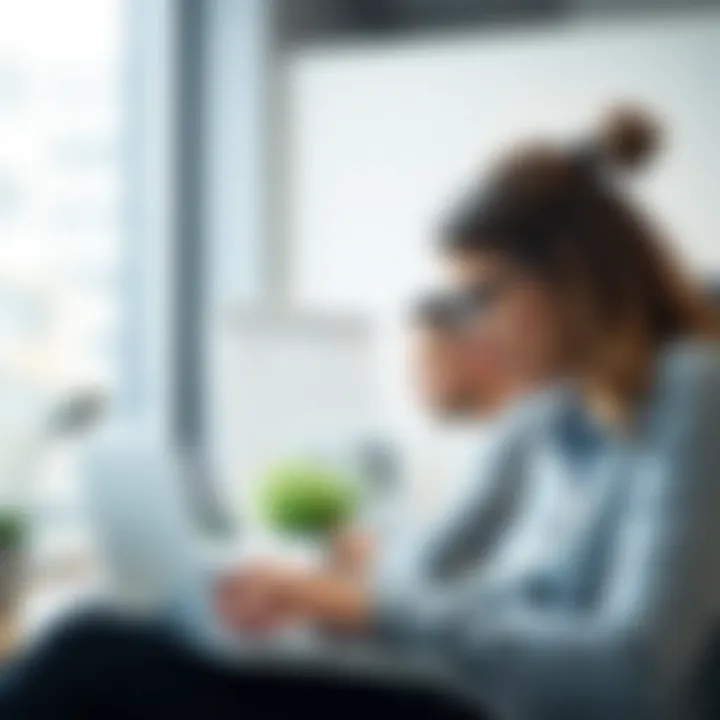 An employee studying with a laptop