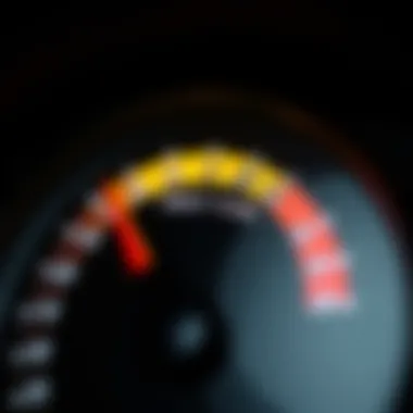 A credit score gauge showing improvement