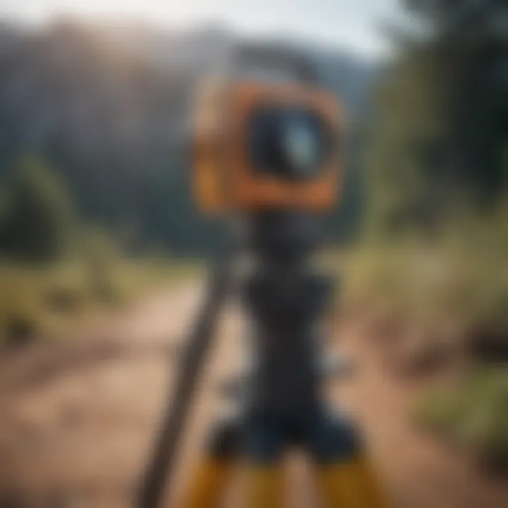 Various types of land surveying equipment used in the field