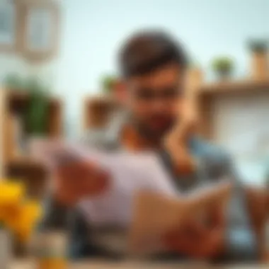 Tenant Analyzing Credit History A thoughtful tenant analyzing their credit history