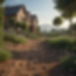 A serene landscape showcasing a plot of land suitable for purchase.