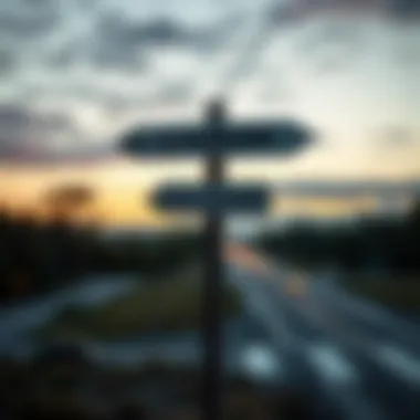 Navigating Career Crossroads A crossroads sign symbolizing career decisions